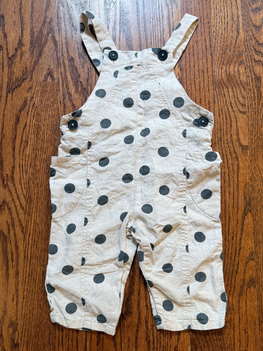 Zara Linen Polka Dot Cotton Overalls 12-18 Months